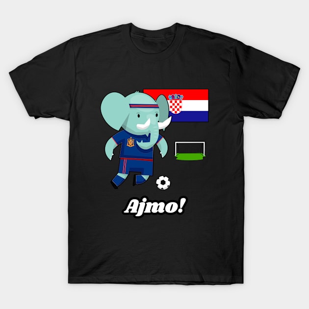 ⚽ Croatia Soccer, Cute Elephant Scores a Goal, Ajmo! Team Spirit T-Shirt by Pixoplanet